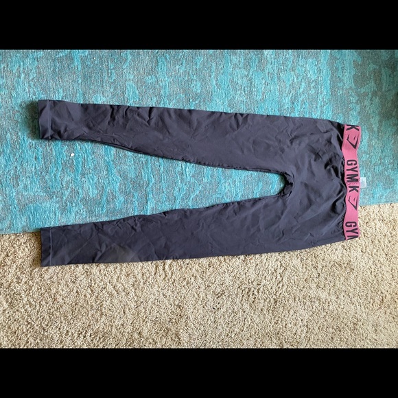 Grey Gymshark Leggings w/ pink waistband - Picture 2 of 3